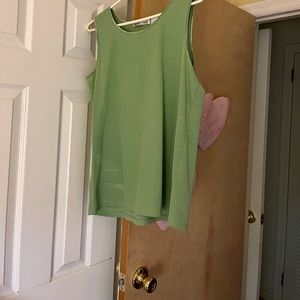 Green sleeveless knit top, like new L, cool fabric